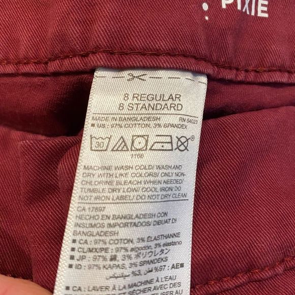 Old Navy PIxie Stretch Straight Leg Pants, Burgundy, Size 8 Regular - Picture 7 of 8